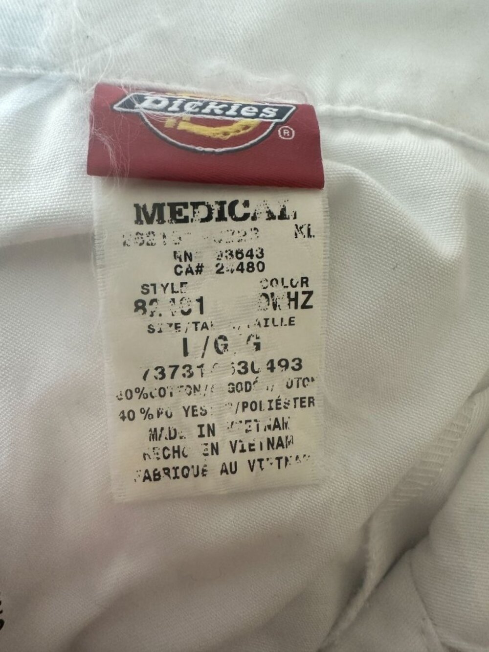 Dickies White Medical Lab Coat Womens L Button-Front Cotton/Polyester Blend - Picture 5 of 9